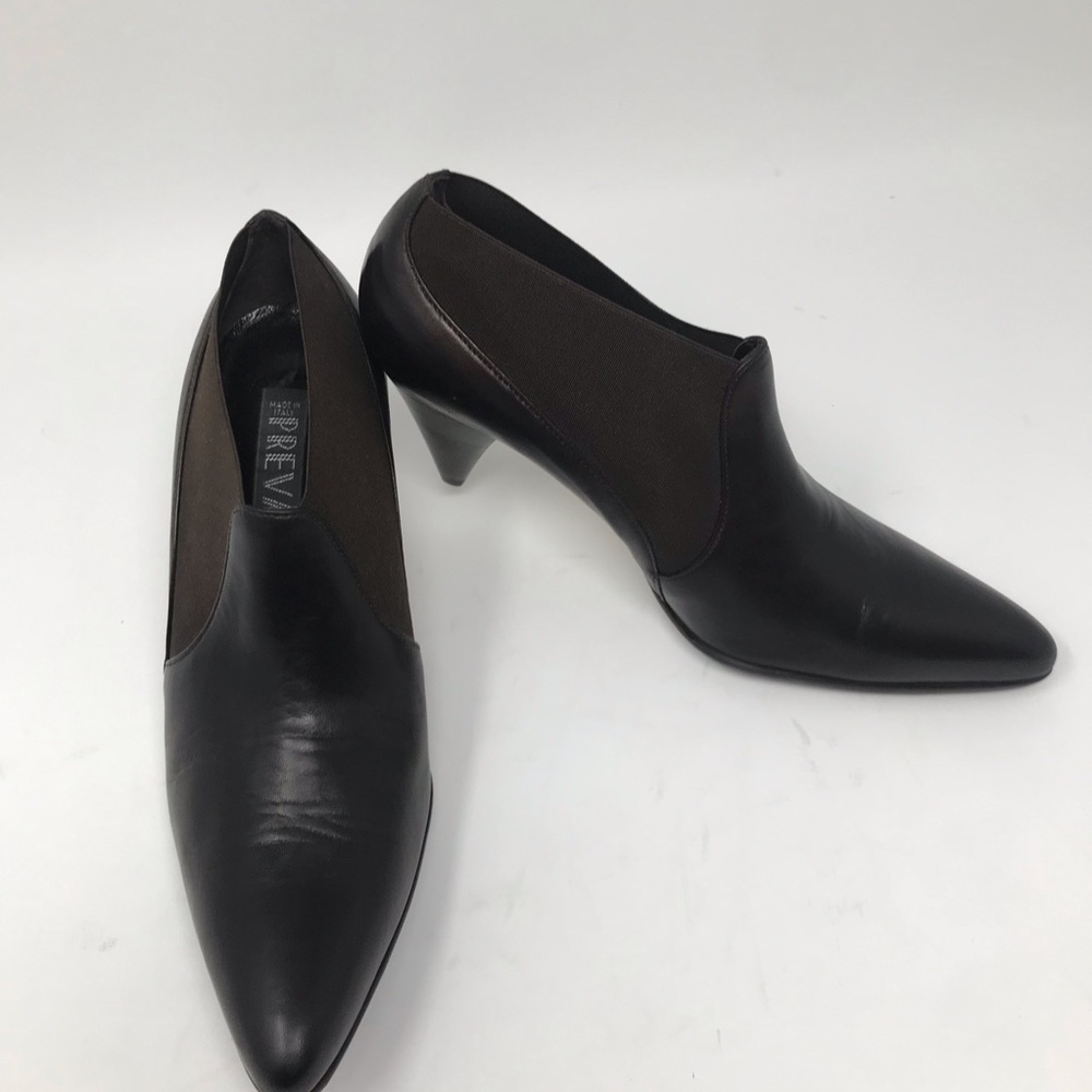 Prevata Black Leather Ankle Booties Slip On 7.5 - Picture 2 of 8